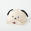 Detailansicht der beigen Baby-Baumwollkappe mit Hundegesicht und 3D-Hundeohren - 50cm (1-3 Jahre) / Gebrochenes Weiß