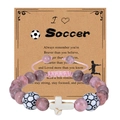 Bracciale da calcio in pietra zebra rosa con croce bianca su cartoncino regalo - Stile Calcio