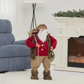 Standing Santa Claus figurine with red sweater and fur vest in a cozy living room scene - Red Sweater / 90cm High