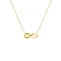 Collana con simbolo dell'infinito in oro lucido da donna con catena sottile su sfondo bianco - Oro