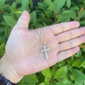 18K gold plated hip hop cross necklace with micro-pave zircons held outdoors - Minimalist Pave Cross (7#)