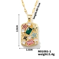 Dettaglio della collana con smeraldo e zirconi colorati con misure e ciondolo rettangolare - Oro