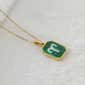 Collier en acier inoxydable doré 18K avec pendentif malachite verte Bélier - Bélier
