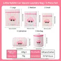 5-pack thickened mesh laundry bags in various sizes with pink stripes and cartoon patterns - Rabbit Car 5-Piece Set (S+M+L+Cylindrical+Bra Bag)