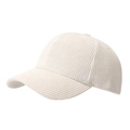 Detail shot of beige corduroy baseball cap showing fine vertical ribbed fabric texture - Off White