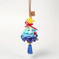 Handmade crochet Christmas tree ornament in blue gradient yarn with stars and bells - Christmas Tree Car Hanging (Tassel) - Gradient Blue