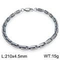 Bracelet chaîne à maillons en acier inoxydable mat 210mm avec fermoir homard chic - Gris Acier (KB206226-KFC)