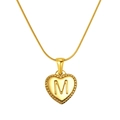 Golden heart necklace with letter M engraving on a fine snake chain for women - Heart Letter M (S-P151-M)