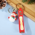 Christmas snowman keychain with red Merry Christmas silicone wristband and gold ring - Gold Buckle Red Hat Snowman