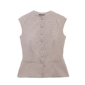 Klassiek mouwloos vest met pied-de-poule patroon, ronde hals en knoopsluiting - XS / Beige Geruit