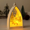 Details einer weißen Weihnachtslaterne mit Elch-Silhouette und warmgelbem Licht - Weißes Rentier
