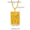 Gold plated dragon pendant necklace with detailed relief carving and twist chain dimensions - N06002G Style (With Twist Chain)