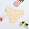 Light yellow ribbed cotton low-rise panties with breathable elastic fabric - S(30) / Yellow