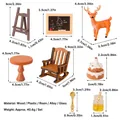 Set de 8 miniaturas para casa de muñecas con caballete de madera y silla mecedora - Combinación de Pizarra de Casa / Juego de 8 piezas