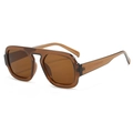 Chic oversized pilot sunglasses with transparent brown frame and tinted lenses - Dark Tea Frame Tea