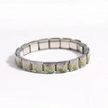 Modular stainless steel link bracelet with purple and yellow tulip enamel floral charm - Purple Base Yellow Tulip Style (款式15)