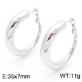 Minimalist silver chunky hoop earrings in polished stainless steel 35mm diameter - 35mm Round Hoop Earrings (KE114946)