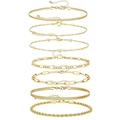Set of 7 gold plated titanium steel bracelets featuring paperclip and cuban link styles - Gold Cuban Paperclip Snake 7-Piece Set
