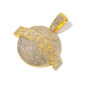 Collana con ciondolo rotondo hip hop in oro con diamanti scintillanti e fascia centrale - Pendente Singolo (Senza Catena) / Oro
