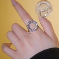 Funkelnder silberner Zirkonia-Ring in runder Form für Damen im Vintage-Stil - Silber
