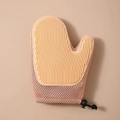 Pink silicone pet grooming glove with breathable mesh and adjustable wrist drawstring - Double Sided Grooming Glove / Pink