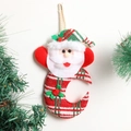 Adorno navideño colgante de Papá Noel y luna con rayas rojas y un lazo verde seda - Luna de Papá Noel