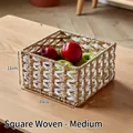 Square woven storage basket with dual-color lace paper rope design, size 20x11cm - Square Two-tone Medium (19*19*11)