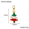 Christmas tree stainless steel pendant charm in green and gold with size dimensions - AP34107D0W0-Christmas Tree C