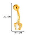 Gold plated crown belly ring with zircon stones measuring 2.33cm by 0.81cm size - Crown Style - Gold (0198-1#金)