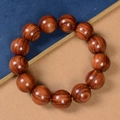 Bracelet en perles de bois de Dalbergia poli avec grain naturel et 13 perles rondes lisses - Style Perle Ronde Raffiné Simple (20mm)