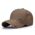 Braune Baumwoll-Basecap mit Metallplatte an der Seite und Sport-Fashion-Label - Hellbraun