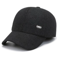 Men's winter baseball cap with ear flaps and thick black textured fabric in a casual style - Gray