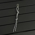 Gray braided rope keychain with metallic clasp and reflective accents for bags - Gray