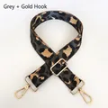 Adjustable leopard print nylon bag strap in grey with gold metal swivel hooks and buckle - Grey + Gold Hook