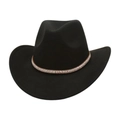 Dettaglio cappello cowboy nero in feltro con fascia decorata di perle e strass - Taglia unica / Nero