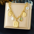 Vergulde bedelarmband met kruis en Maria-medaillon in luxe sieradendoosje - Gouden Ketting
