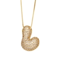 Gold-plated letter J pendant necklace with pavé cubic zirconia on a box chain - Letter J / Gold
