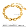 Detailansicht der 18K vergoldeten Edelstahl-Ankerkette mit einer Breite von 8mm - BR-1289 (Ankerkette Glied)