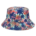Tropical bucket hat with pink flamingo and palm tree patterns on colorful navy fabric - M (56-58cm) / Colorful Tropical Style Pattern (M270—1)