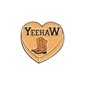 Heart-shaped enamel yeehaw cowboy boots pin in orange and brown metallic finish - Orange Yellow Cowboy Boots Style (QHXZ2010)