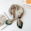 Silk square scarf featuring purple and yellow geometric G patterns with green borders - Geometric G Pattern Grey