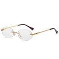 Frameless oval sunglasses with gold spiral metal temples and tortoiseshell tips - Gold Frame Clear Lens