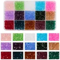 Set di perle di vetro sfaccettate in 15 colori 4mm con scatola per creazione gioielli DIY - Stile in scatola 1 (G1322) / 4mm-15 Scomparti (100 pezzi per griglia)