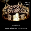 Corona barocca dorata vintage con gemme nere e dettagliati ornamenti in metallo oro - Nero