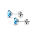 Silver titanium steel stud earrings with light blue zircon stones in six-prong setting - 3mm / Steel Sea Blue Zirconia