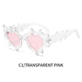 Gafas de sol irregulares con montura transparente y cristales rosa claro - Marco Transparente Lentes Rosas