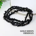 Golden obsidian natural irregular stone beads for DIY necklace and bracelet crafting - Golden Obsidian (Circumference Approx. 80cm)