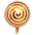 18 inch lollipop shape foil balloon with golden and white spiral stripes for party decor - Orange Lollipop