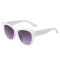 Retro cat-eye oversized sunglasses with glossy white frame and purple gradient lenses - White Frame Gradient Grey