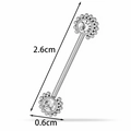 G23 titanium nipple barbell with silver cubic zirconia ends measuring 26mm in length - Round Sunflower (T2548-8#) / Silver